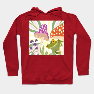 Groovy Whimsical Shrooms Frog Hoodie